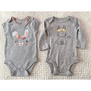NWOT Grey Bunnies Onesies